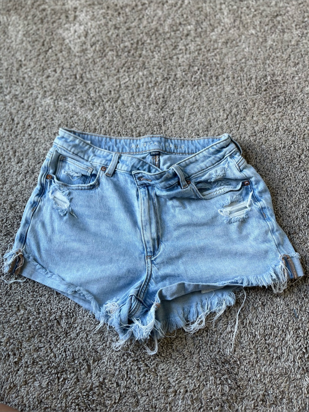American Eagle Outfitters Light Blue Distressed Denim Cutoff Shorts